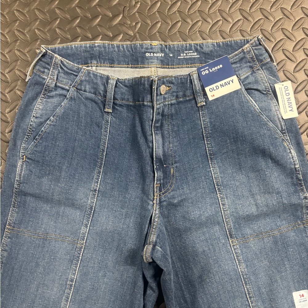 Old Navy OG Loose High Rise Jeans Women’s 14 Dark Wash NWT - Picture 3 of 12